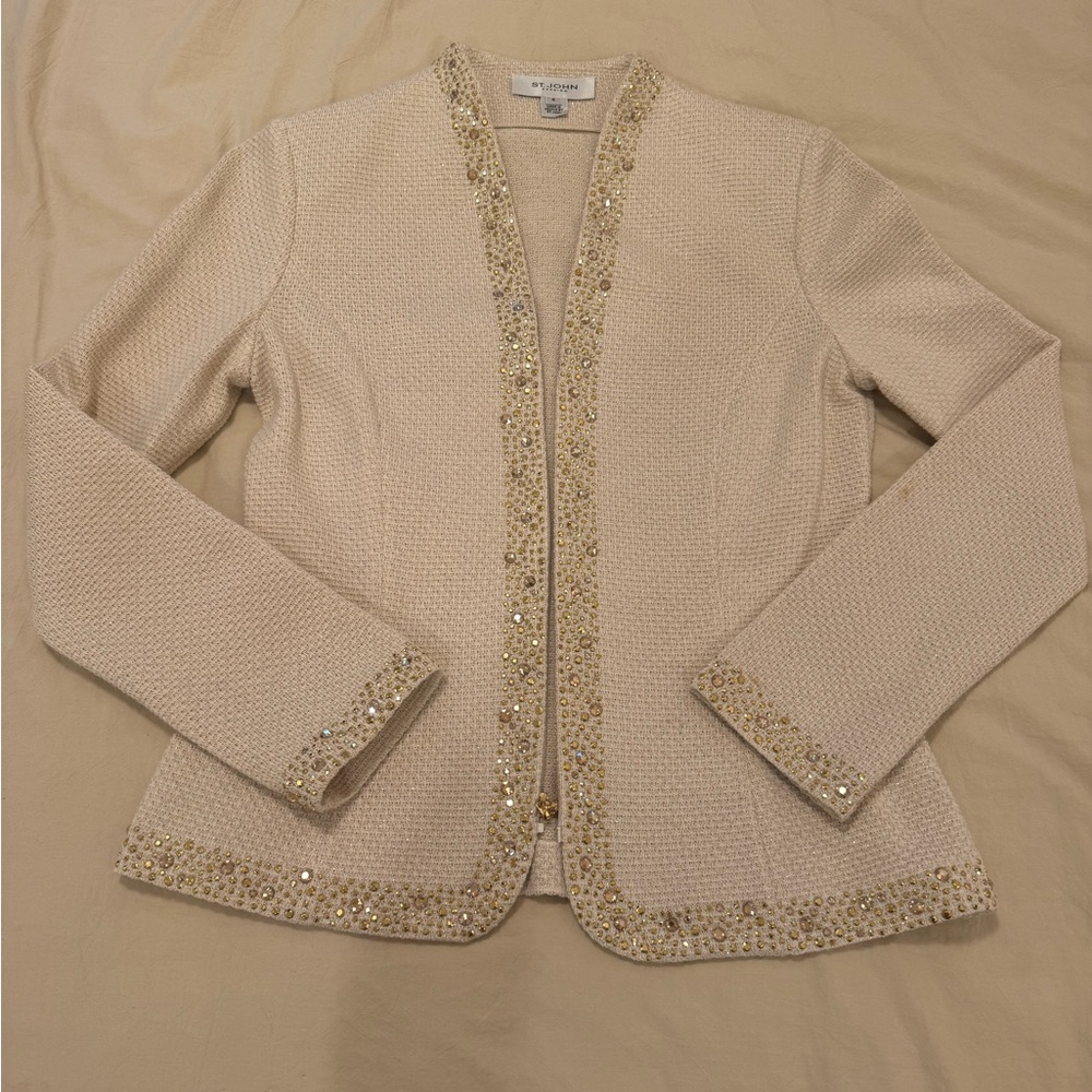 St. John Beige Knit with Gold Accents